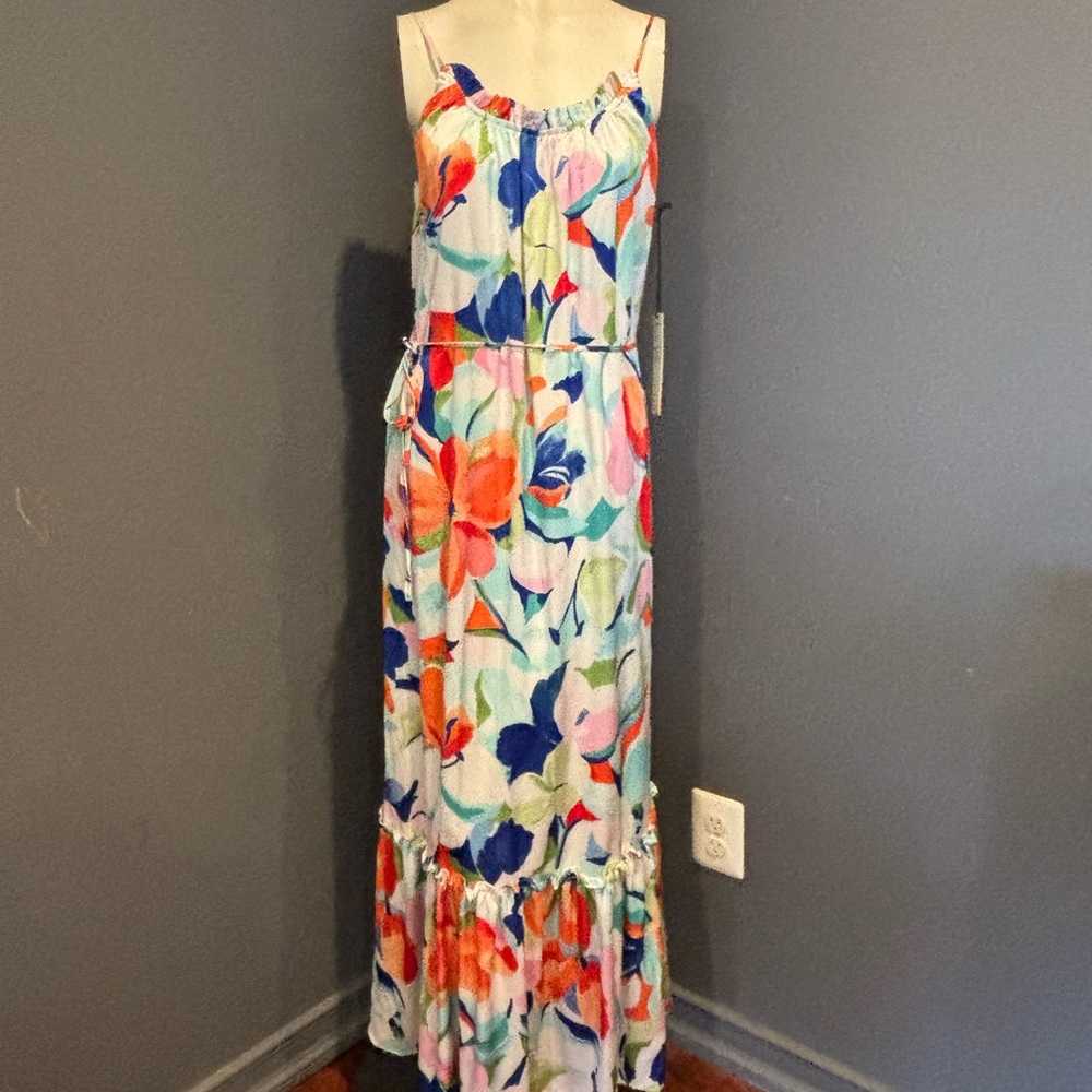 Nicole Miller Cream Spaghetti Strap Sundress Maxi